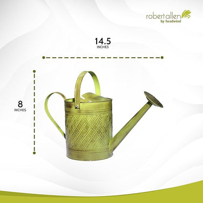 Headwind Wexley Metal Watering Can Outdoor – Tansy Green 2 Gallon Decorative Metal Watering Cans for Garden, Patio, and Indoor Plants – Durable, Stylish, and Easy to Use by Robert Allen