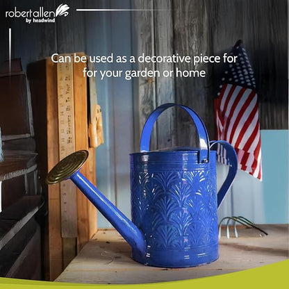 Headwind Aurora Oceanside Blue Metal Watering Can 2 Gallon – Galvanized Vintage Large Watering Metal Can for Indoor & Outdoor Garden Use by Robert Allen