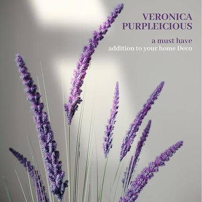 KOL 5ft Artificial Veronica Spiked Speedwell Grass, 59in Faux Veronica Spicata Plant, Tall Horsetail Reed Grass, UV-Resistant Fake Grasses for Indoor/Outdoor Décor, Home Office Wedding Centerpiece