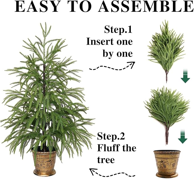 XmasExp 3ft Norfolk Pine Tree Artificial Faux Potted Real Touch Christmas Tree for Front Porch Indoor Outdoor Decor (Light Green)