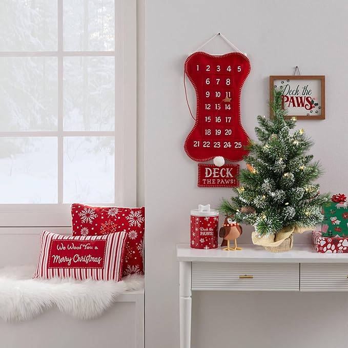 30 Led Warm Lights Pre-Lit Artificial Mini Christmas Tree, 2ft Snow Tipped Pine Artificial Christmas Tree,Seasonal Indoor Home Decor with Decorative Burlap Base