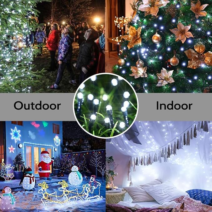 Toodour Christmas Lights Outdoor, 131ft 350 LED String Lights, Timer, Waterproof 8 Modes Outdoor Christmas String Light - Twinkle Light for Tree Home Garden Yard Wedding Party Xmas Decor(White)