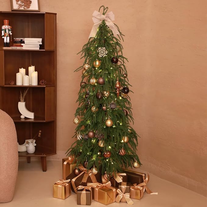 Christmas Tree Ornaments Decorations Set-116ct 1.18-6.5 Inch Assorted Copper Gold Shatterproof Decorative Hanging Christmas Ball Ornaments Bulk,Xmas Tree Tabletop Decorations for Holiday Decor