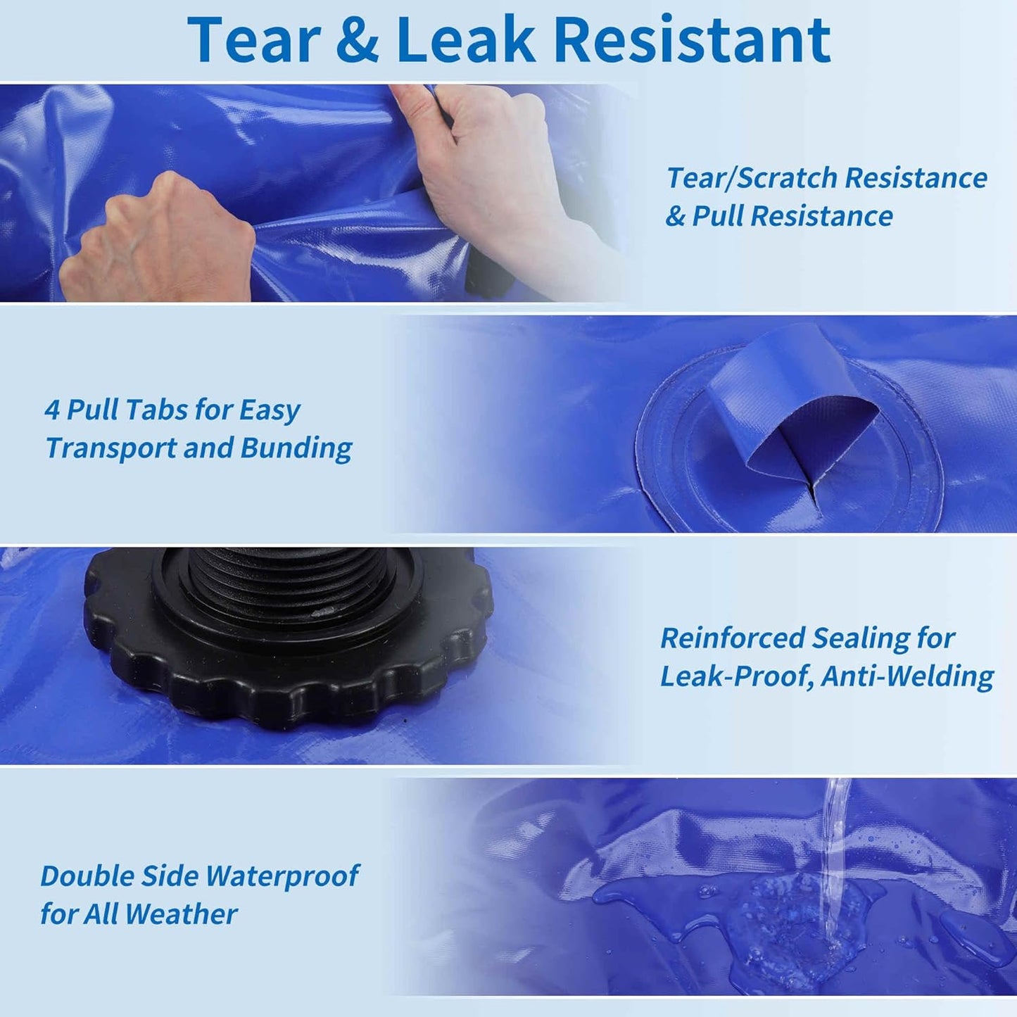 400 L/105.7 gal Water Storage Bladder Container Large Capacity Foldable Portable Water Tank Urgency Water Bladder Soft Water Bag RV Camping Garden Watering Field Irrigation 1000D