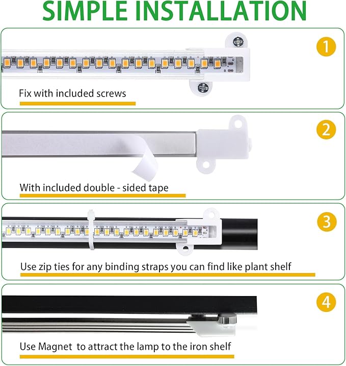 LED Grow Light Strips, 13 Inches Grow Lights for Indoor Plants Full Spectrum 3500K, 96 LEDs Plant Light with 3/9/12H Timer, 10 Dimmable Levels for Seedling Succulent, 2 Head