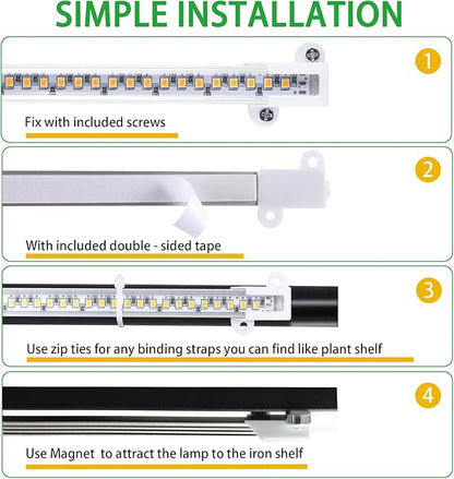 LED Grow Light Strips, 13 Inches Grow Lights for Indoor Plants Full Spectrum 3500K, 96 LEDs Plant Light with 3/9/12H Timer, 10 Dimmable Levels for Seedling Succulent, 2 Head