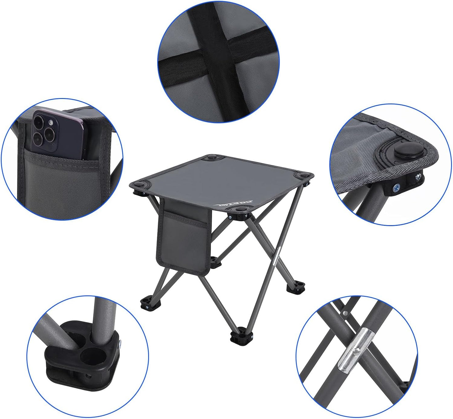 Roptat 2 Pack Camping Stool,Portable Folding Compact Lightweight Stool Seat for Camping Fishing Hiking Gardening Outdoor Walking Backpacking Travelling and Beach with Carry Bag (Grey)