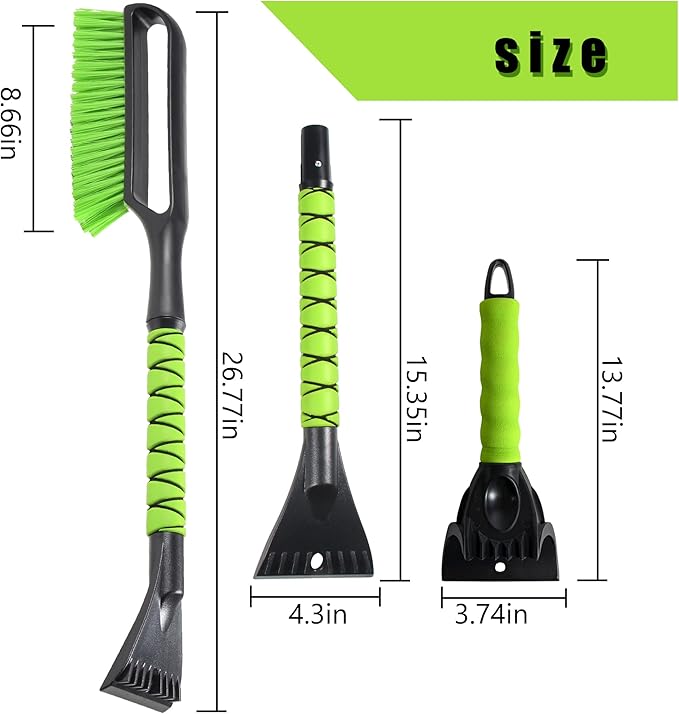 27" Snow Brush & Ice Scraper for Car Windshield, Detachable Snow Scrapers with Foam Grip for Cars, Trucks, SUVs