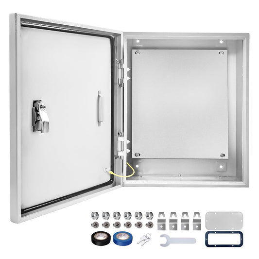 Outdoor Electrical Box 20 x 16 x 10''D NEMA 4X Enclosure Steel Box, Waterproof & Dustproof Outdoor/Indoor Lockable Electrical Junction Box, with Mounting Plate