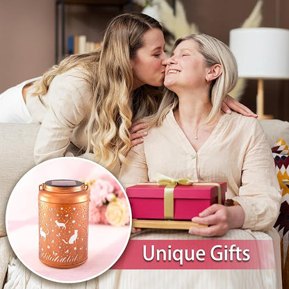 Cat Solar Lanterns Outdoor Hanging Waterproof Solar Lights Cat Gifts for Women Men Metal Decorative LED Lanterns for Outside, Patio, Landscape, Yard Decor, Garden Decorations