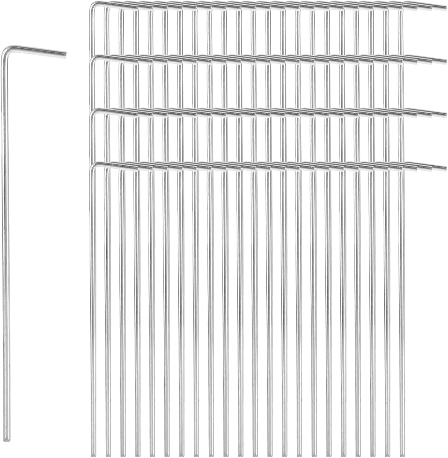 LANIAKEA 100PCS Tent Stakes Metal 8.26in Heavy Duty Ground Stake Fence Hooks Garden Edging Fence Hooks for Pitching Camping Tent Inflatables Outdoor Decorations