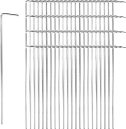 LANIAKEA 100PCS Tent Stakes Metal 8.26in Heavy Duty Ground Stake Fence Hooks Garden Edging Fence Hooks for Pitching Camping Tent Inflatables Outdoor Decorations
