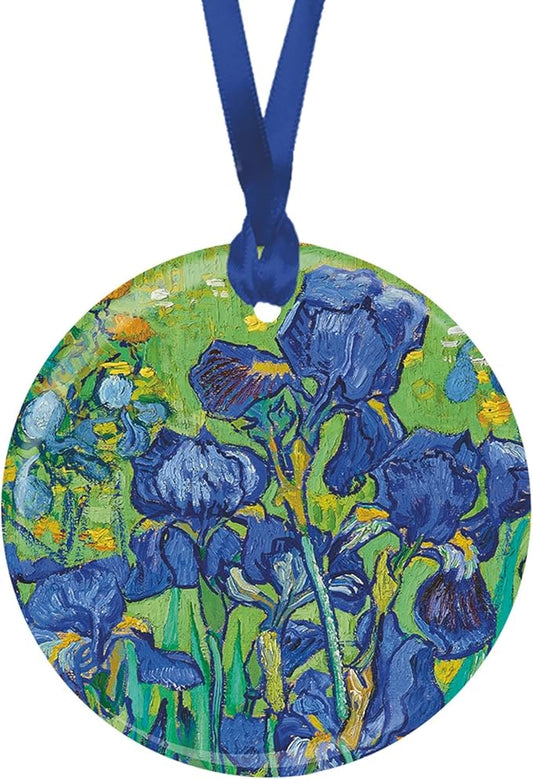 Christmas Tree Ornament, Porcelain Van Gogh Irises fine Art Keepsake Ornament by RainCaper