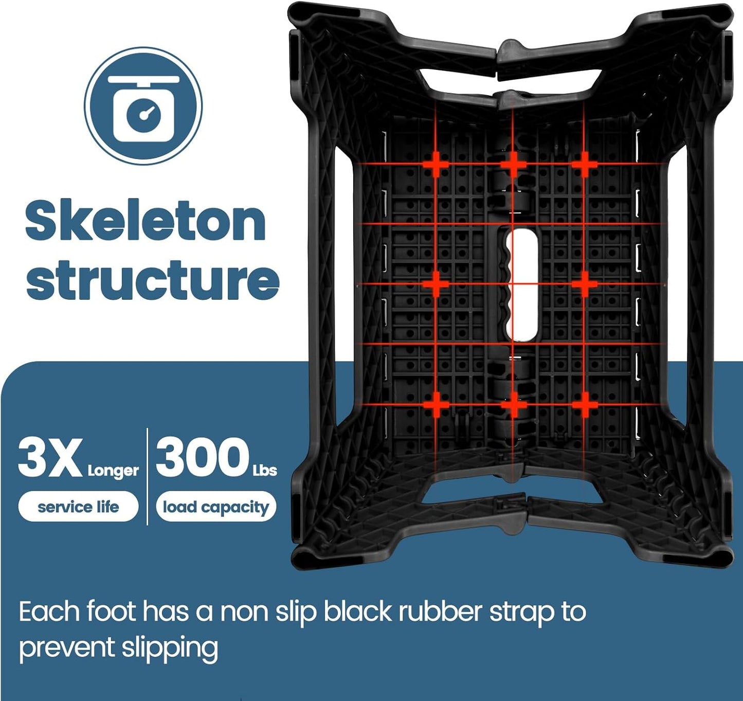 ACSTEP 9 Inch Folding Step Stool 300 LB Capacity Non Slip Foot Stool with Handle Plastic Foldable Step Stools for Kids Stepping Stool for Bathroom Black Small Step Stool (1 PC Black)