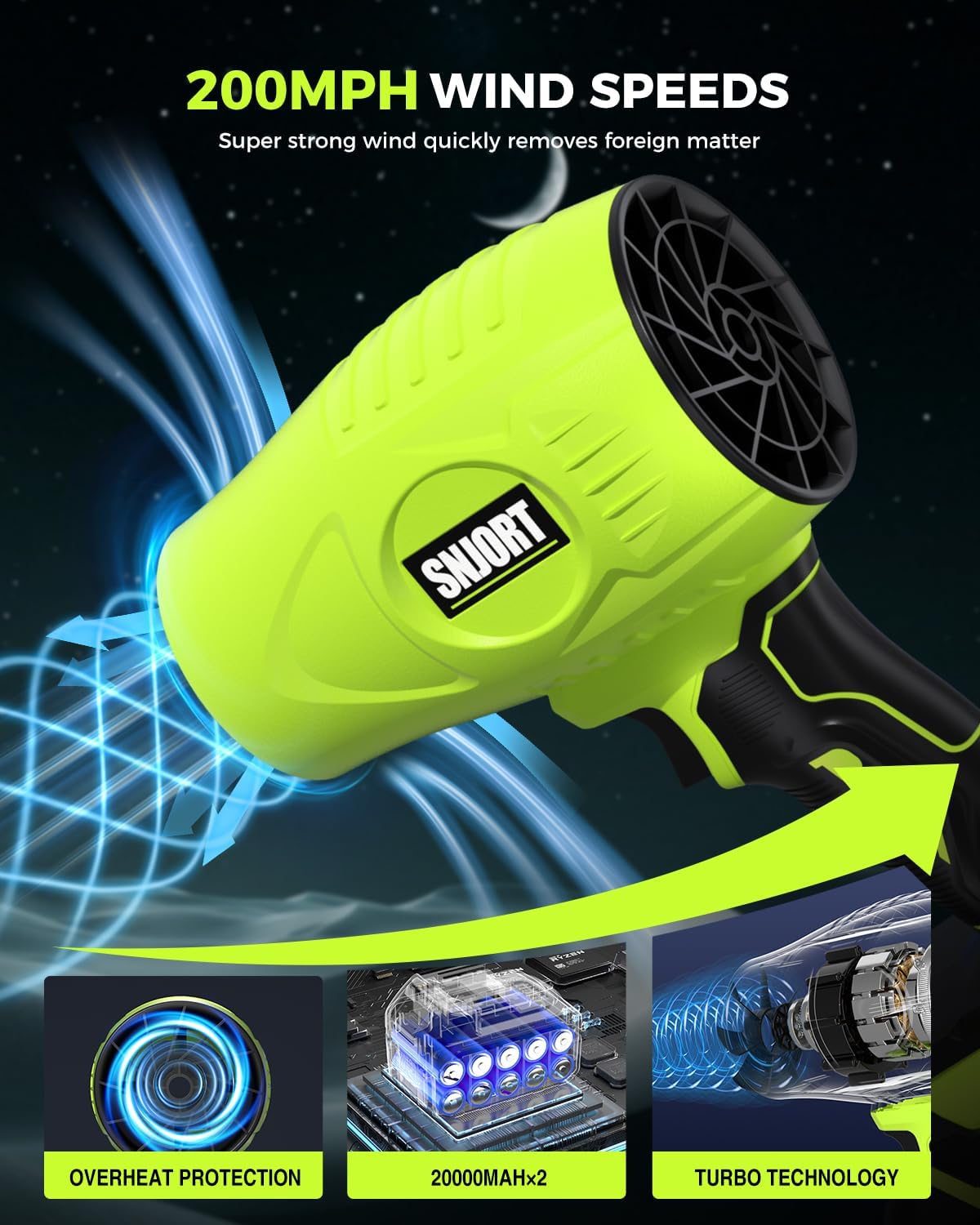 Leaf Blower Cordless with Battery and Charger,800,000 RPM,Extended Nozzle,Lightweight Handheld Design,Blower for Patio Cleaning,car Blowing Water,Blowing Leaves and Dust（Grass Green）