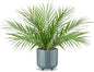 Hollyone Large Artificial Potted Plants Fake Palm Plants 16" Faux Green Plant Tropical Palm Tree in Blue Ceramic Pots for Home Room Office House Indoor Decoration