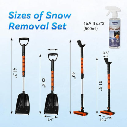 6 in 1 Snow Shovel & Snow Brush with Windshield De-Icer & Ice Scraper for Cars, Trucks, SUVs,40" Extendable & Bendable Thicken Aluminum Tube for Easy Roof Cleaning,180° Pivoting Head & EVA Grip