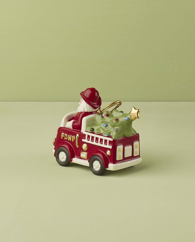 Lenox 896453 Santa in Fire Truck Ornament, Christmas