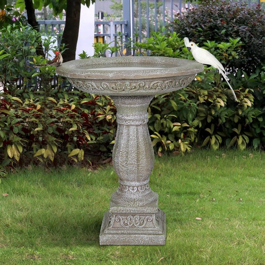 20”Dia.X 23.8”Tall Outdoor Birdbath with Pedestal - Modern Garden Birdbaths Outdoor Decor for Bird Spa & Birdfeeder, Floor Bird Baths for Garden Patio, Yard, Lawn