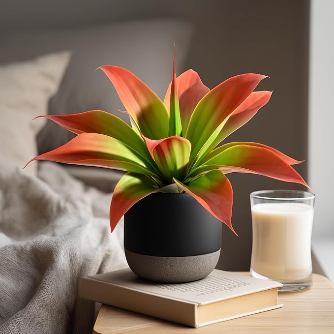 Artificial Agave Faux Agave 12.2In Fake Greenery Outdoor Artificial Plant Fake Plant for Indoor Home Decoration Plastic Plant Outdoor Decoration Front Porch Decor Simulation Plants，2Pack， Red