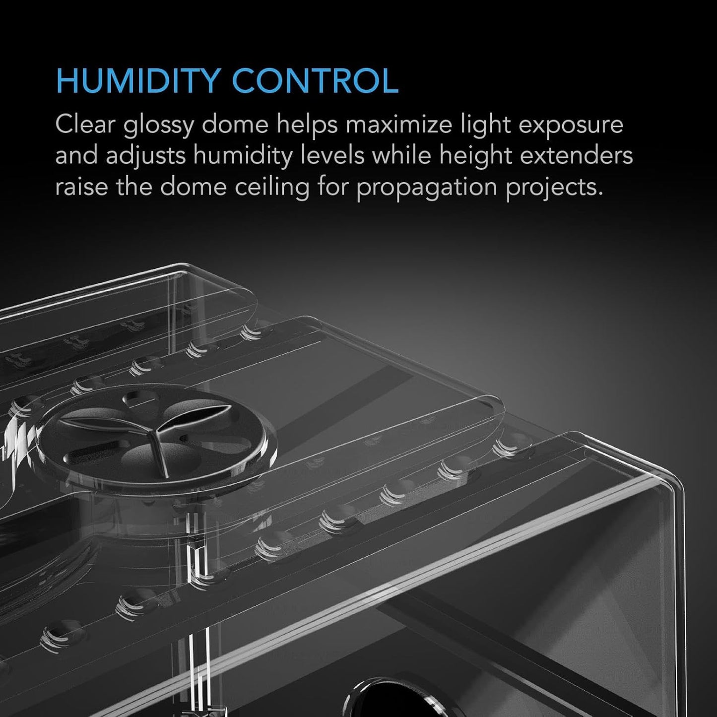 AC Infinity Humidity Dome, Heavy-Duty Germination Kit with 3 mm Thick Dome, Sturdy Drip Tray, 5x8 Cell Seedling Tray, and Vented Height Extension Panels, for Seed Starting, Propagation, Cloning Plants