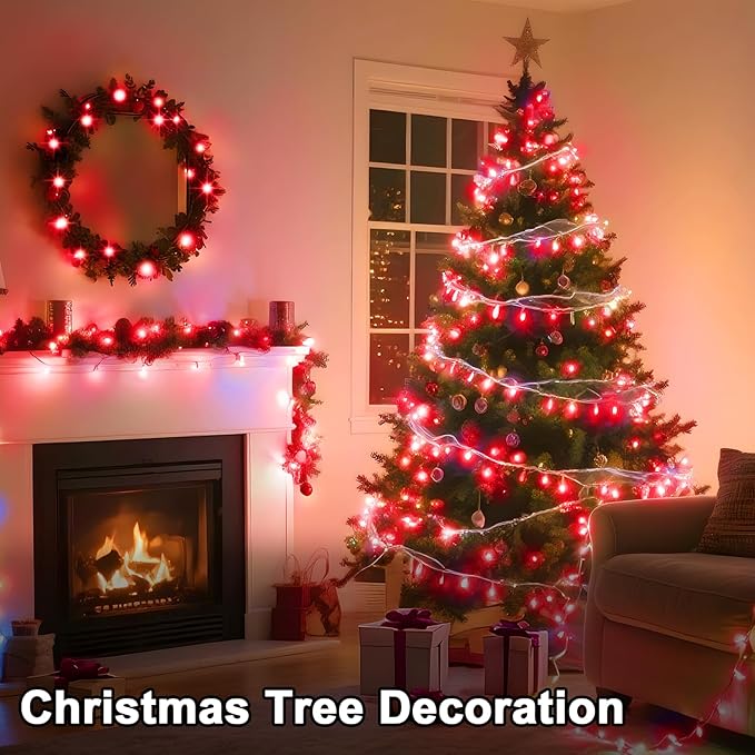 393 FT 1000 LED String Lights Outdoor Indoor, Christams String Lights Waterproof 8 Modes & Timer, Fairy Lights Plug in for Bedroom, Weeding, Patio, Party, Holiday,Christmas Decor (Red)