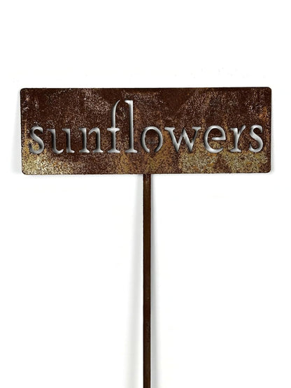 Classic Metal Garden Markers 19 Inches Tall (sunflowers, Naturally Rusted)