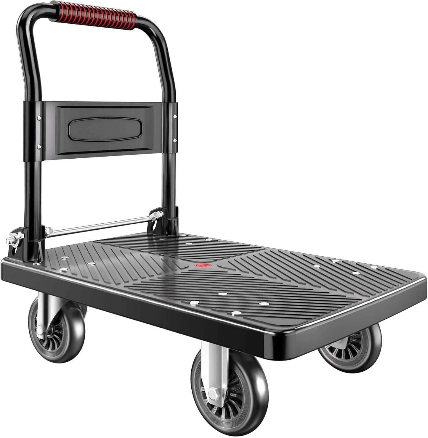 Upgraded Foldable Push Cart Dolly | 880 lbs.Capacity Moving Platform Hand Truck | Foldable for Easy Storage | 5'' PU 360 Degree Swivel Silent Wheel-Black