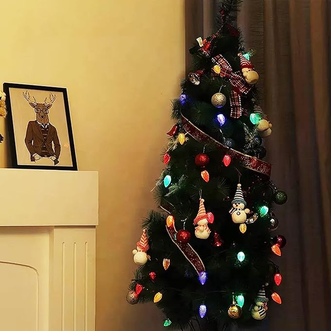 Dazzle Bright C9 Christmas String Lights, 100 LED 66 FT Waterproof Connectable Green Wire Fairy Lights, Christmas Lights for Indoor Outdoor Home Yard Xmas Tree House Decorations (Multi-Colored)