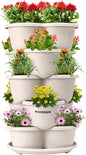 VIVOSUN 5 Tier Vertical Gardening Stackable Planter for Strawberries, Flowers, Herbs, Vegetables, Ivory