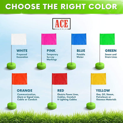 Fluorescent Lime Marking Flags 1000 Pack - 4x5x15 Inch Marker Flags for Outside - Markers For Lawn, Irrigation, Landscaping, Survey & Sprinkler Head Marking
