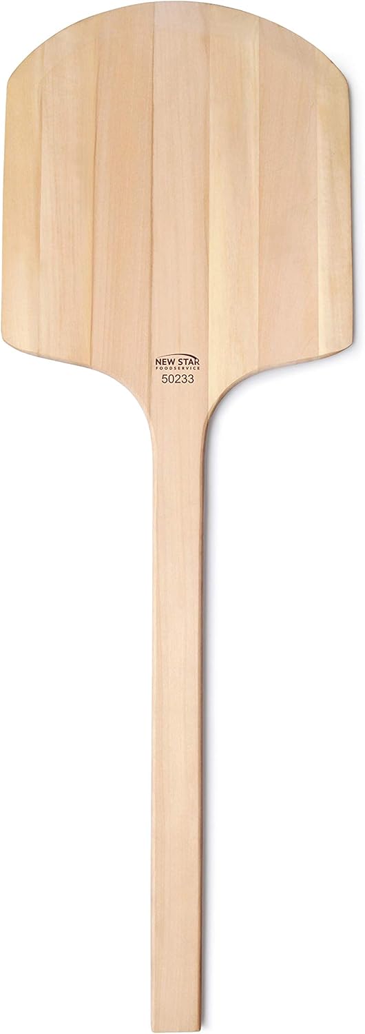 New Star Foodservice 50233 Restaurant-Grade Wooden Pizza Peel, 14" L x 12" W Plate, with 22" L Wooden Handle, 36" Overall Length