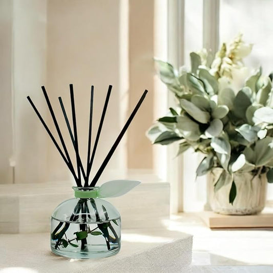 LOVSPA Reed Diffuser Set, Unwind Eucalyptus & Mint Scented Oil Diffuser with Sticks, Home Fragrance Accessories for Bathroom Shelf Decor, Aroma Diffusers for Home or Office Desk, USA Made