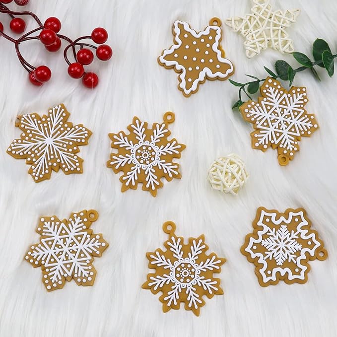 Christmas Tree Ornaments Set - 20pcs Snowflake Decorations, Hanging Xmas Baubles for Home Party Holiday Decor