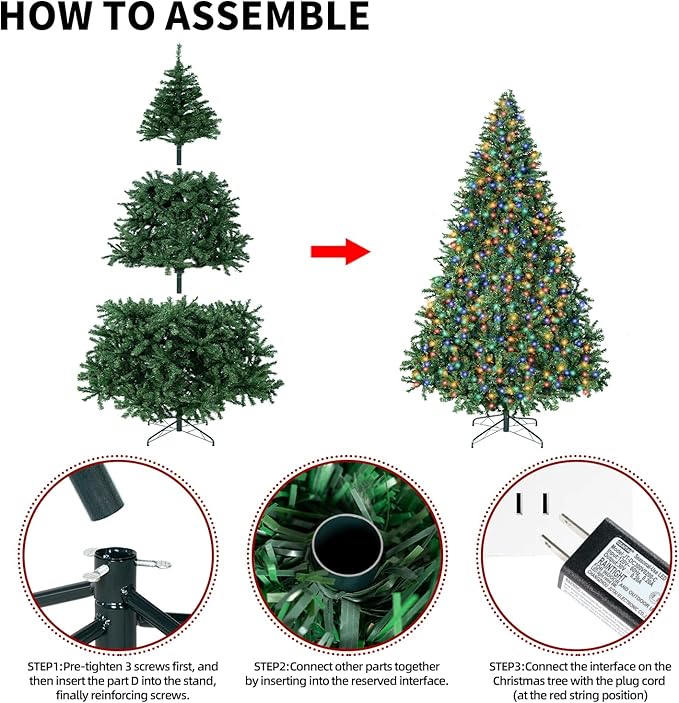 ININ 6FT Prelit Christmas Spruce Artificial Tree with Led Lights, Lighted Christmas Tree，Hinged Full Xmas Tree for Home Party Decoration,350 LED Lights,1000 Branch Tips, Metal Hinges & Foldable Base.