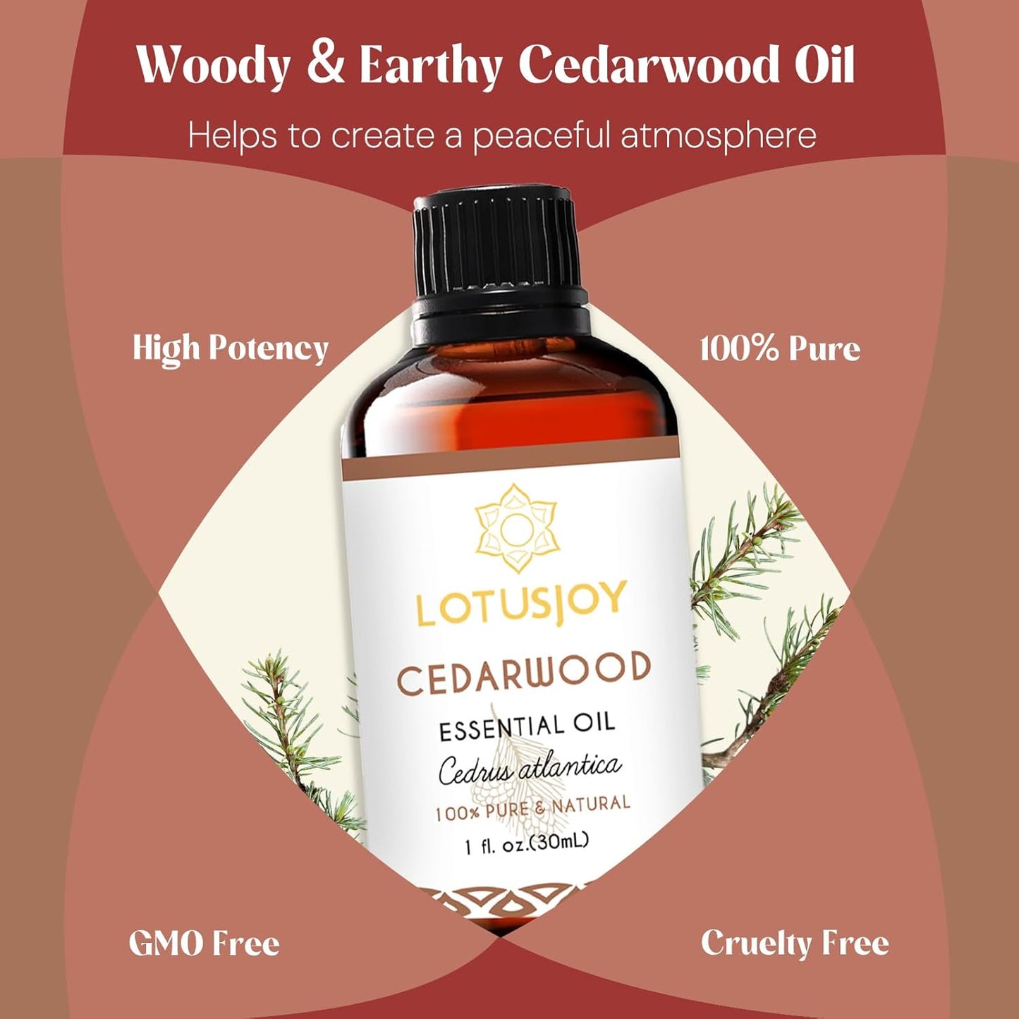 Cedarwood Essential Oil for Diffuser Room Spray Household - 1 Oz