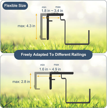 smusei Window Boxes Planters 17’’ Railing Planter Box with Adjustable Brackets, 4 Pack Hanging Deck Railing Planters Rectangular Flower Pots for Outdoor Patio Balcony Fence