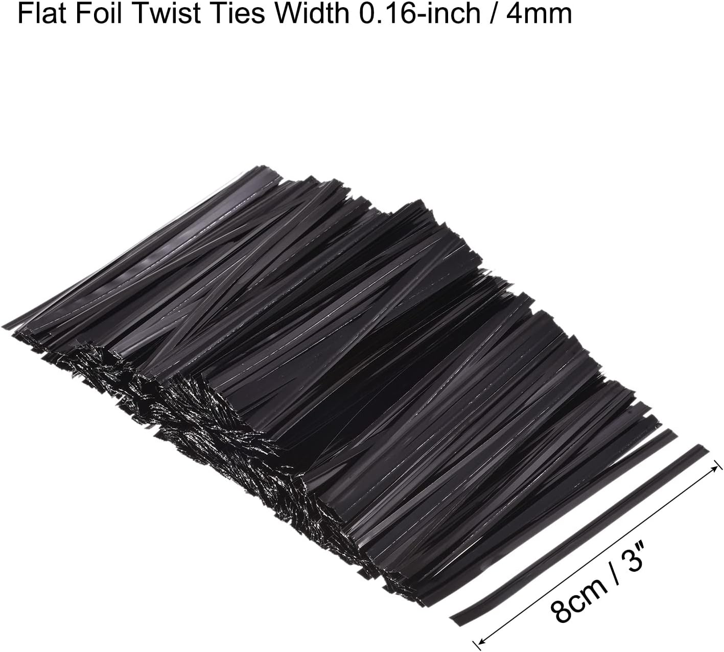 MECCANIXITY Foil Twist Ties 3" 8cm Metallic Plastic Closure Tie for Tying Bread, Candy, Cookies, Gift Bags Arts Crafts Ties Black Pack of 750