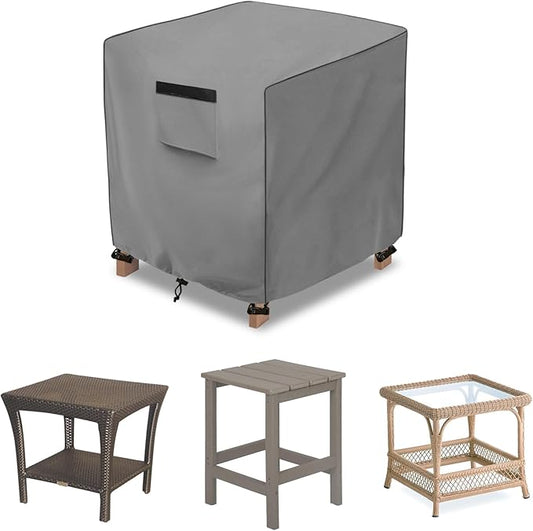 okcool Patio Wicker Side Table Cover,Waterproof Square Patio Small Side Table Cover,Suitable for 3-Piece Outdoor Wicker Patio Bistro Set Side Table,22W x 22D x 18H inch