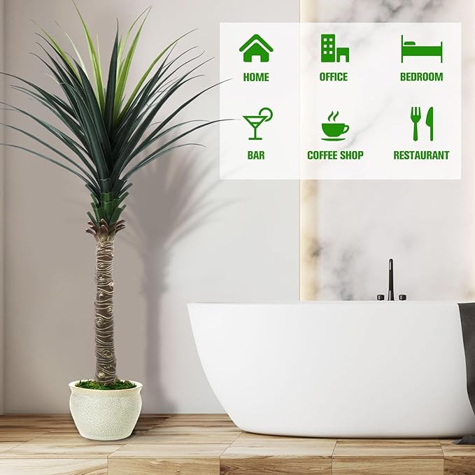 ANTING Artificial Agave Snake Plant 6FT, Lifelike Fake Plant with Pot for Indoor, 72IN Faux Plant, Ideal for Home, Office, Garden, Hotel Decor & Gift (1Pack)