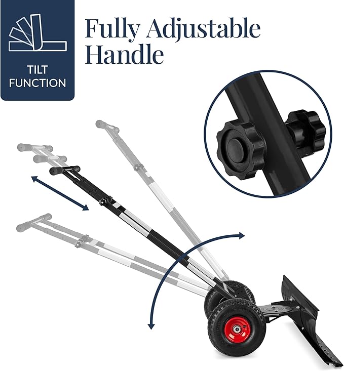 Best Choice Products 36in Galvanized Blade Heavy-Duty 2-Wheel Snow Pusher Hand Plow for Snow Removal w/Wheels, Adjustable Handle, Blade Angle - Black