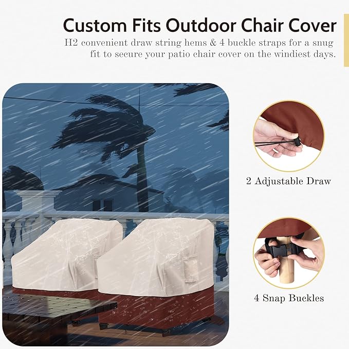 COSFLY Patio Furniture Covers Waterproof, Outdoor Chair Covers 2 Pack Heavy Duty - Fits up to 29W x 30D x36H Inches (2 Pack)