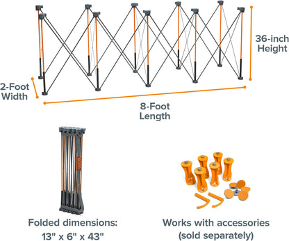BORA Centipede CT10 36 inch Tall Portable Folding Workbench with Carry Strap, Collapsible Workstand, Construction Table, Support, Sawhorse, 2Ft X 8Ft, 36 inch Work Height, 2,500lb Weight Capacity