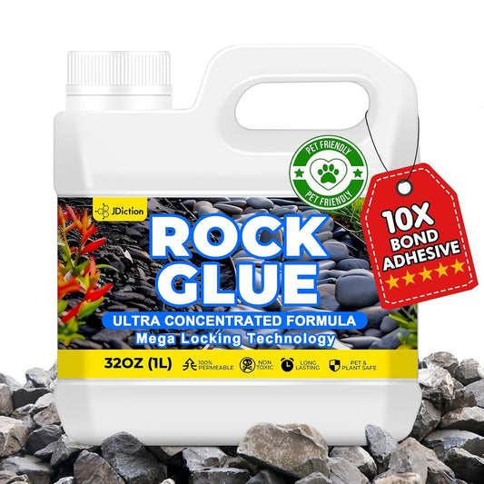JDiction Rock Glue for Landscaping - 32OZ Gravel Binder for Stone, Pebbles, 10X Concentrated Mulch Glue for Landscaping, Rock Stabilizer, Landscape Gravel Adhesive, Weather Proof, Lasts Up to 2 Year