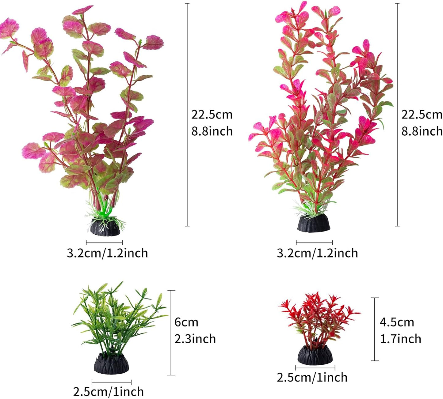COMSUN 10 Pack Artificial Aquarium Plants, Small Size 4 inch Approximate Height Fish Tank Decorations Home Décor Plastic Pink
