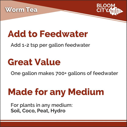 Organic Earthworm Tea Concentrate and Compost and Bokashi Booster by Bloom City, Quart (32 oz)