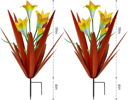 Homight Metal Agave Plant Outdoor Decoration Outdoor Garden Decoration Lily Mexican Yard Art Plant Garden Agave Lily Decorative Garden Gift… (2 Big Yellow Lilies), HM-390-345