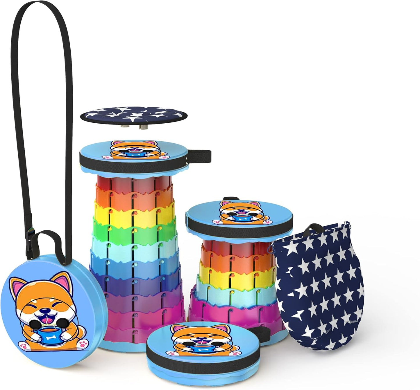 Alevmoom Folding Stool, Adjustable, Portable, Lightweight, Safety and Stability, Multi-Application