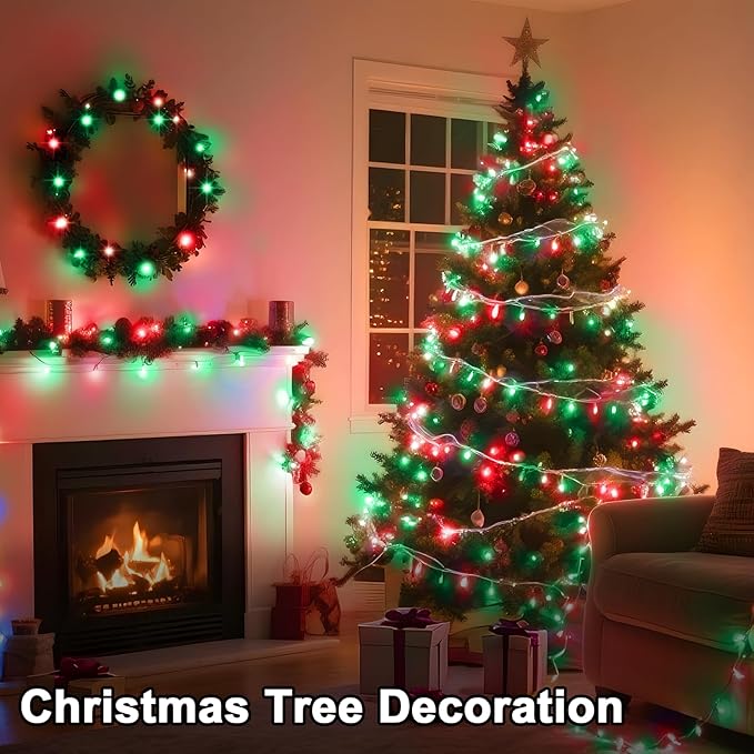 393 FT Christmas Lights 1000 LED Xmas Lights Outdoor Christams String Lights Waterproof 8 Modes & Timer, Fairy Lights Plug in for Weeding, Patio, Party, Holiday,Christmas Decor (Red+Green)