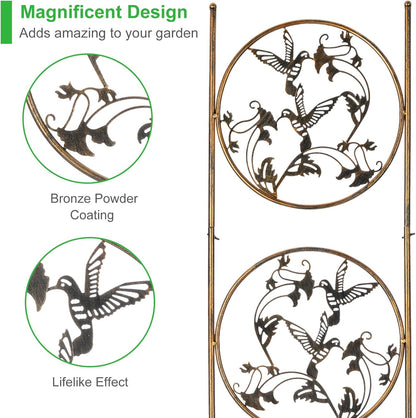 Set of 2 Hummingbird Metal Garden Trellis for Climbing Plants, Decorative Vegetables Flowers Vine Trellis for Outdoor Patio 55'' H x 12.4'' W